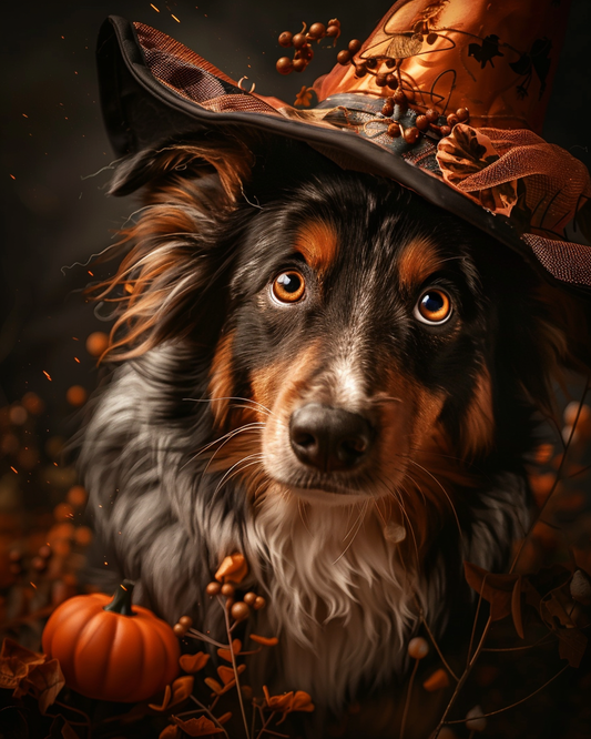 Halloween Witch Australian Shepherd