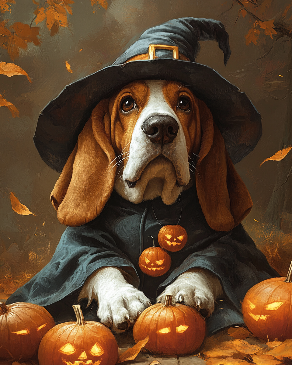 Halloween Witch Bassett Hound