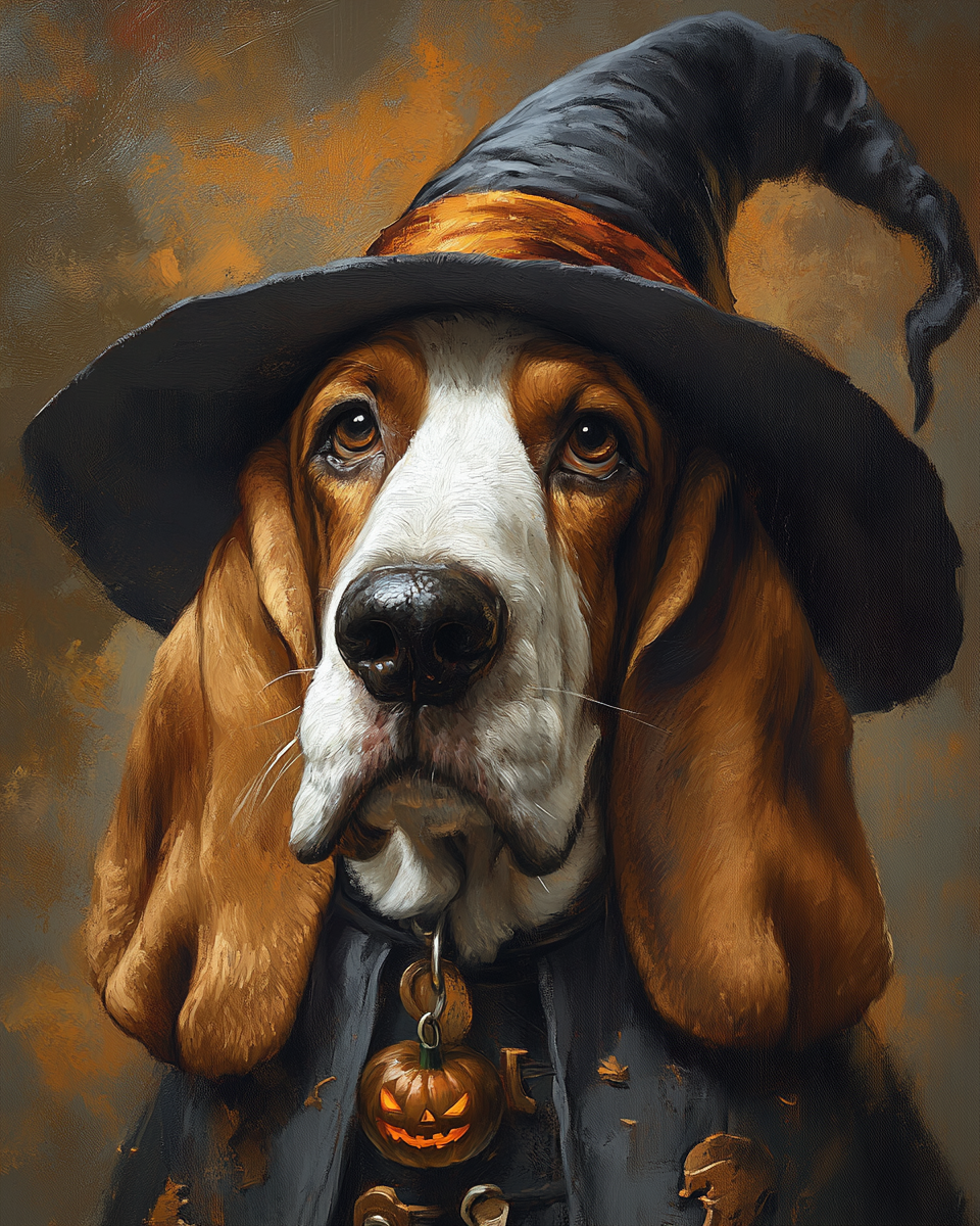 Halloween Witch Bassett Hound