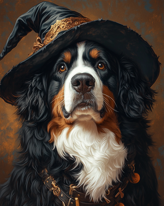 Halloween Witch Bernese Mountain Dog