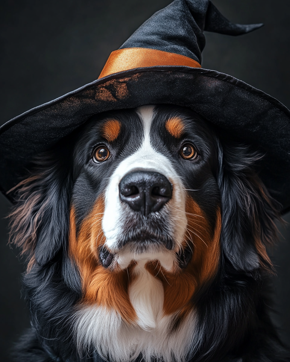 Halloween Witch Bernese Mountain Dog