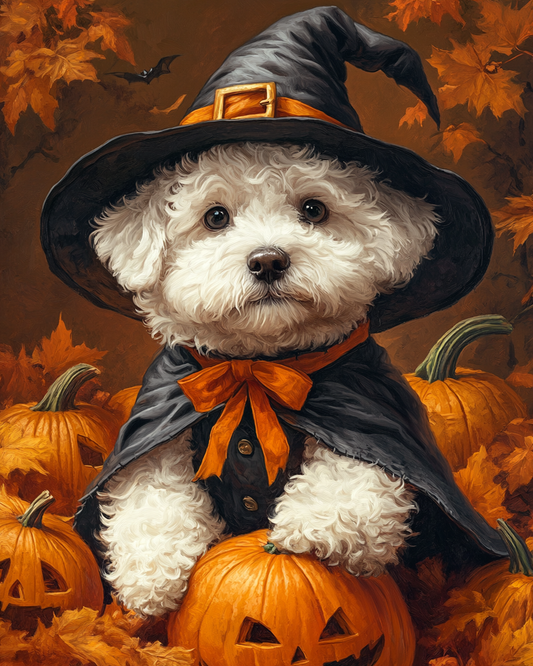 Halloween Witch Bichon Frise