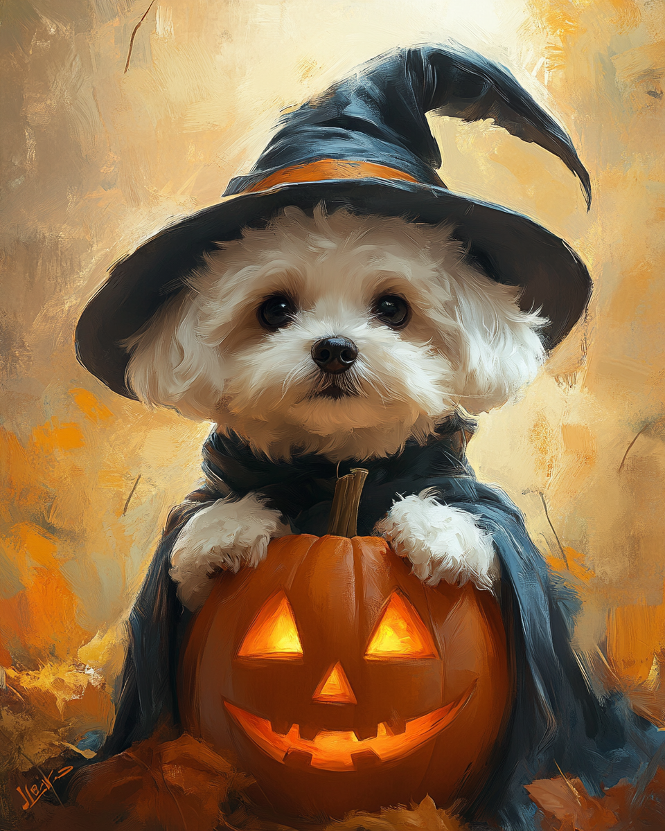 Halloween Witch Bichon Frise