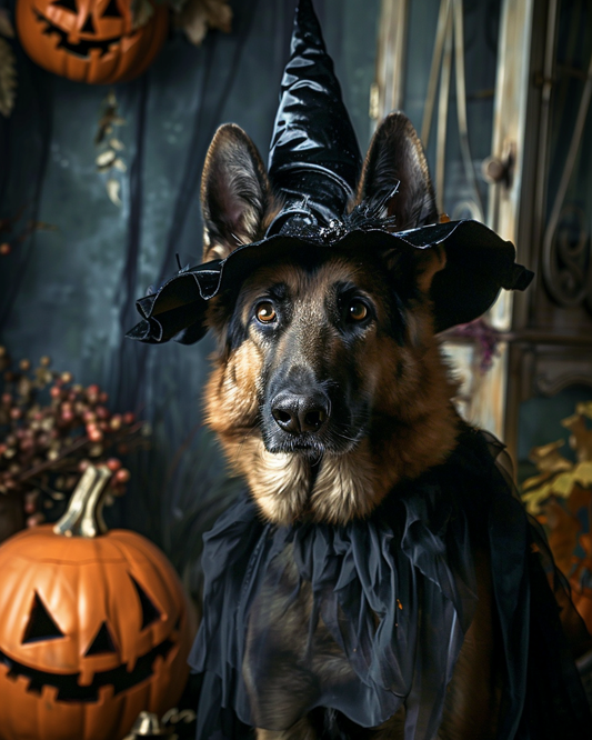 Halloween Witch German Shepherd Dog