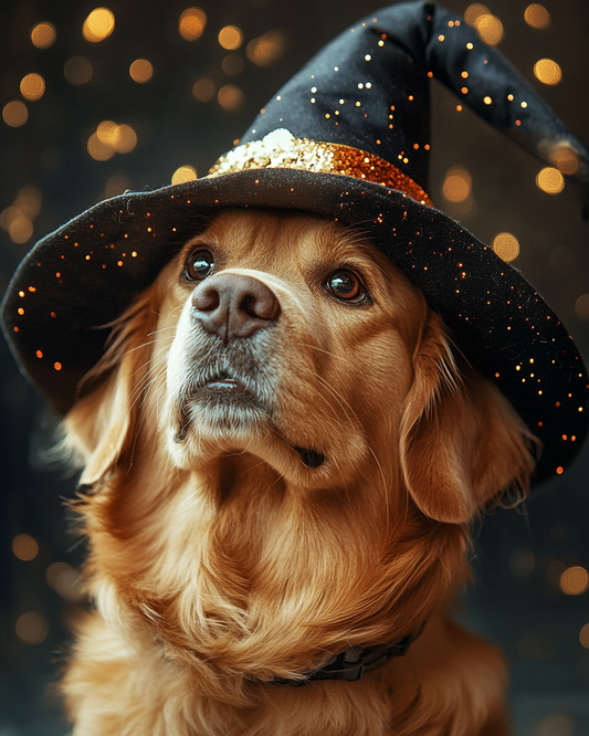 Halloween Witch Golden Retriever