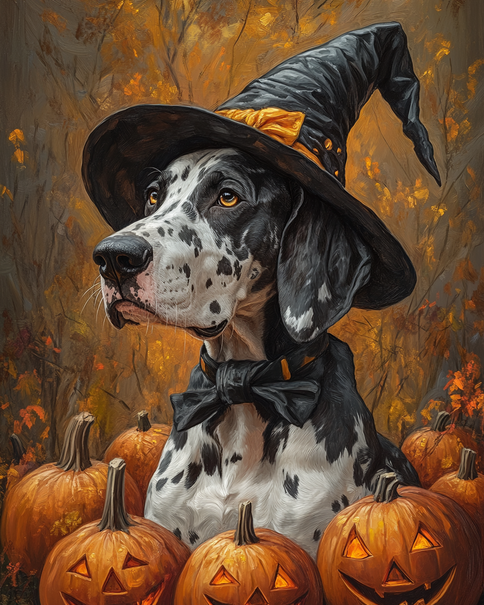 Halloween Witch Great Dane