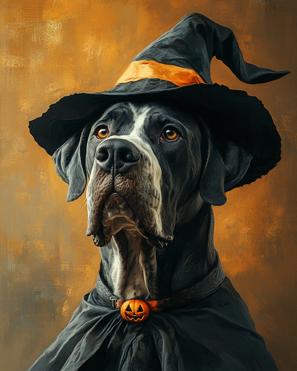 Halloween Witch Great Dane