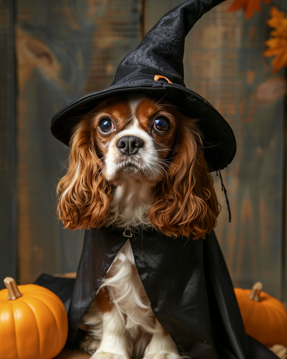 Halloween Witch King Charles Spaniel