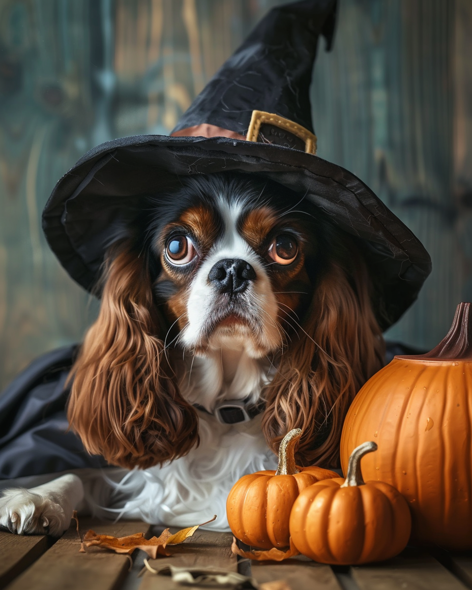 Halloween Witch King Charles Spaniel