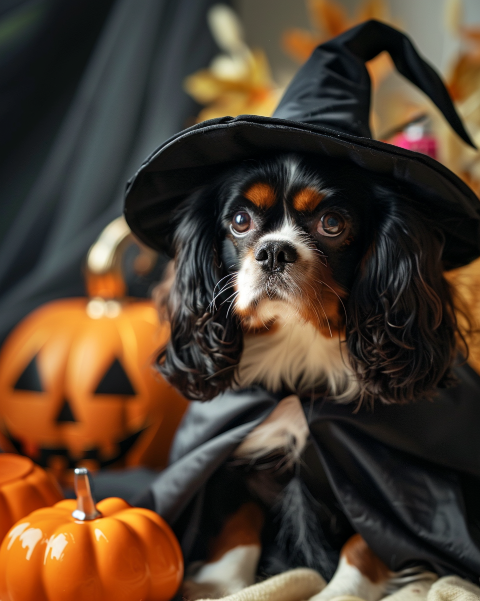 Halloween Witch King Charles Spaniel