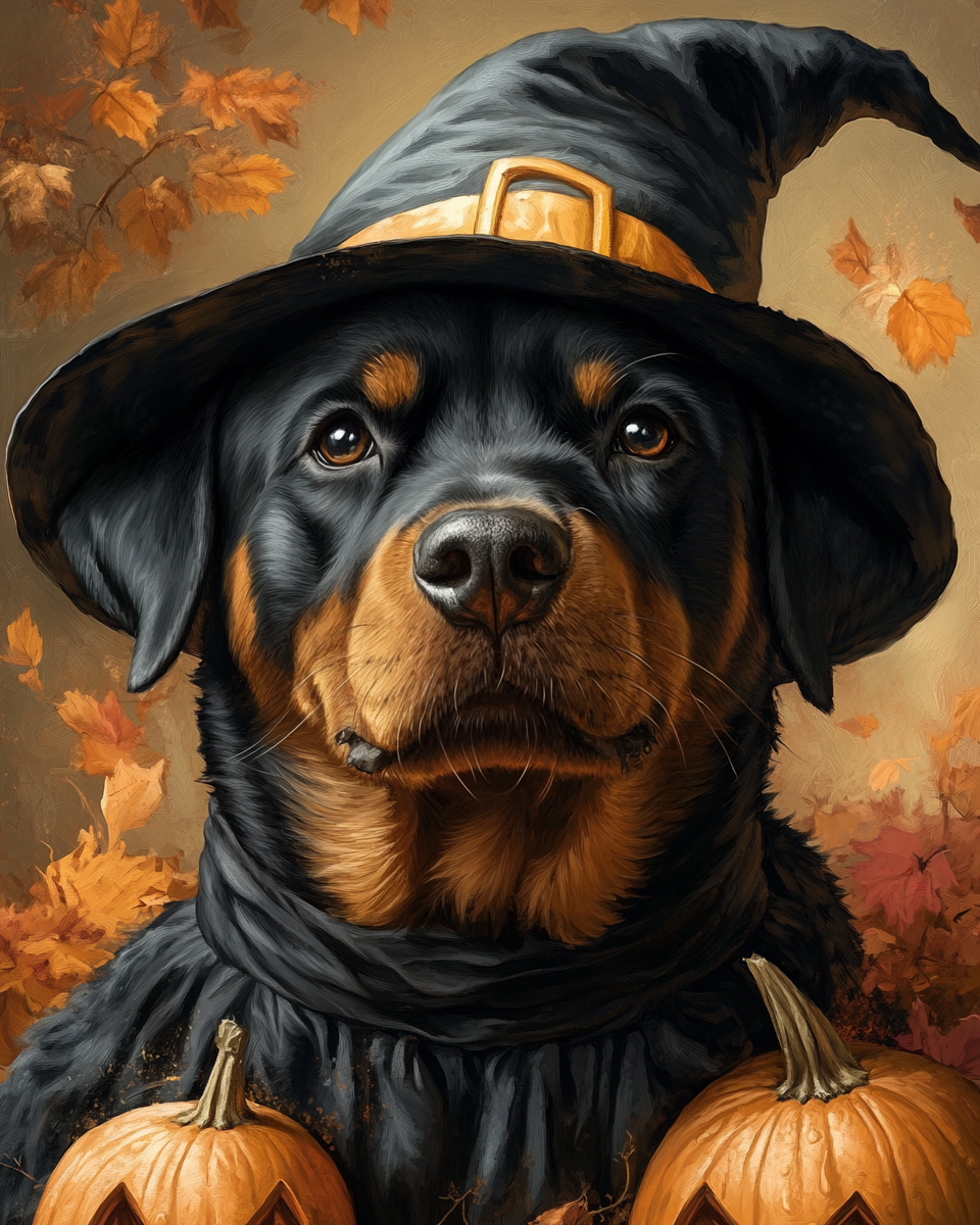 Halloween Witch Rottweiler