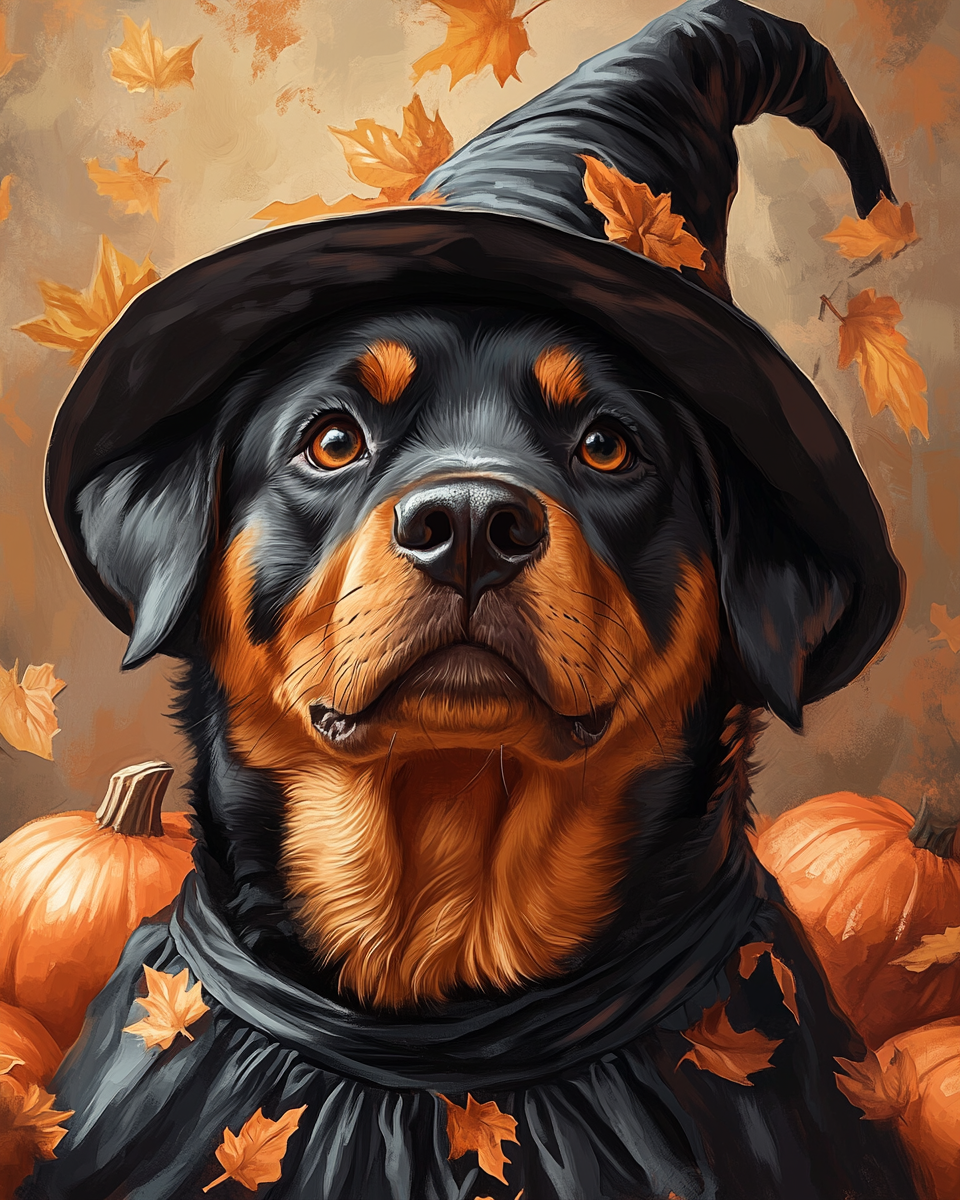 Halloween Witch Rottweiler