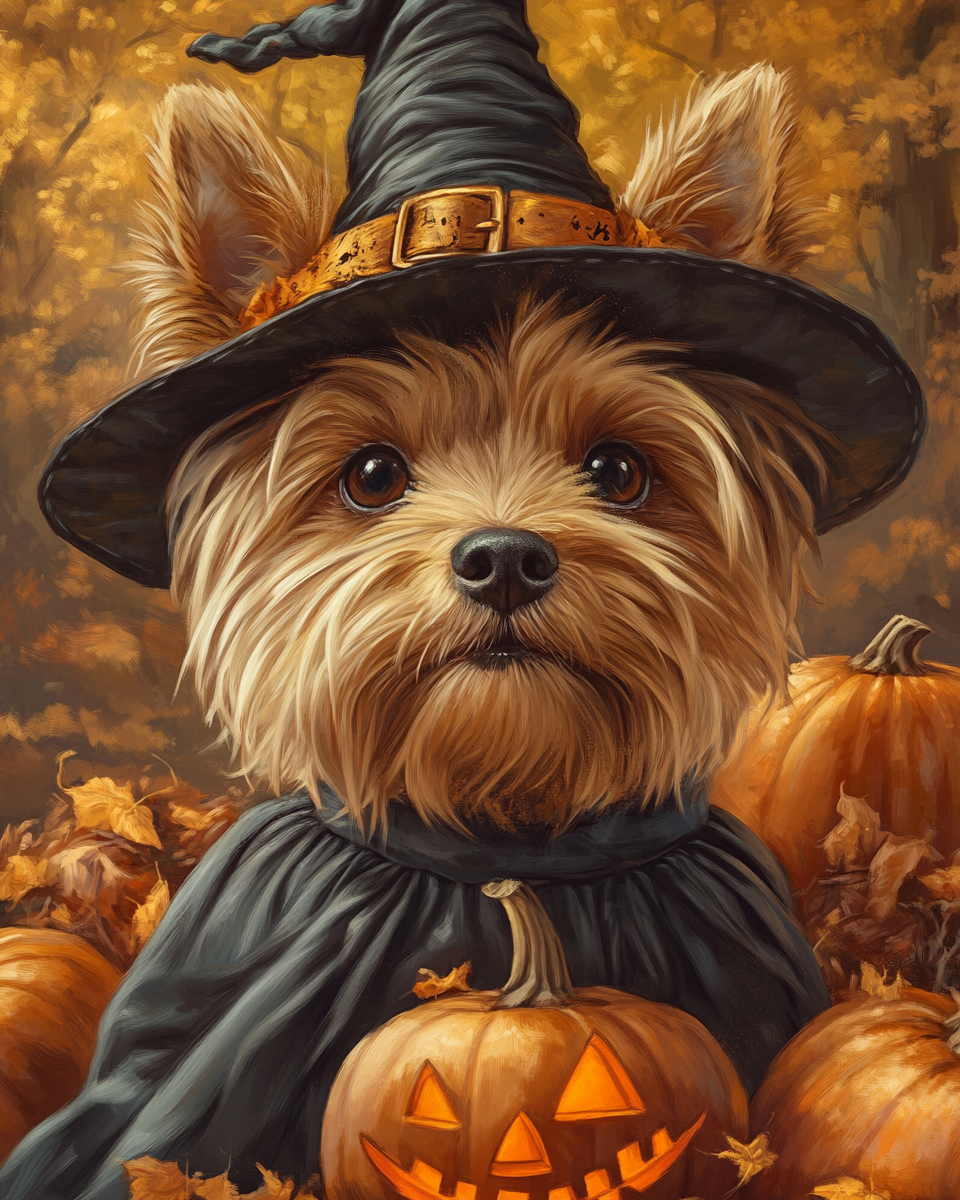 Halloween Witch Yorkshire Terrier